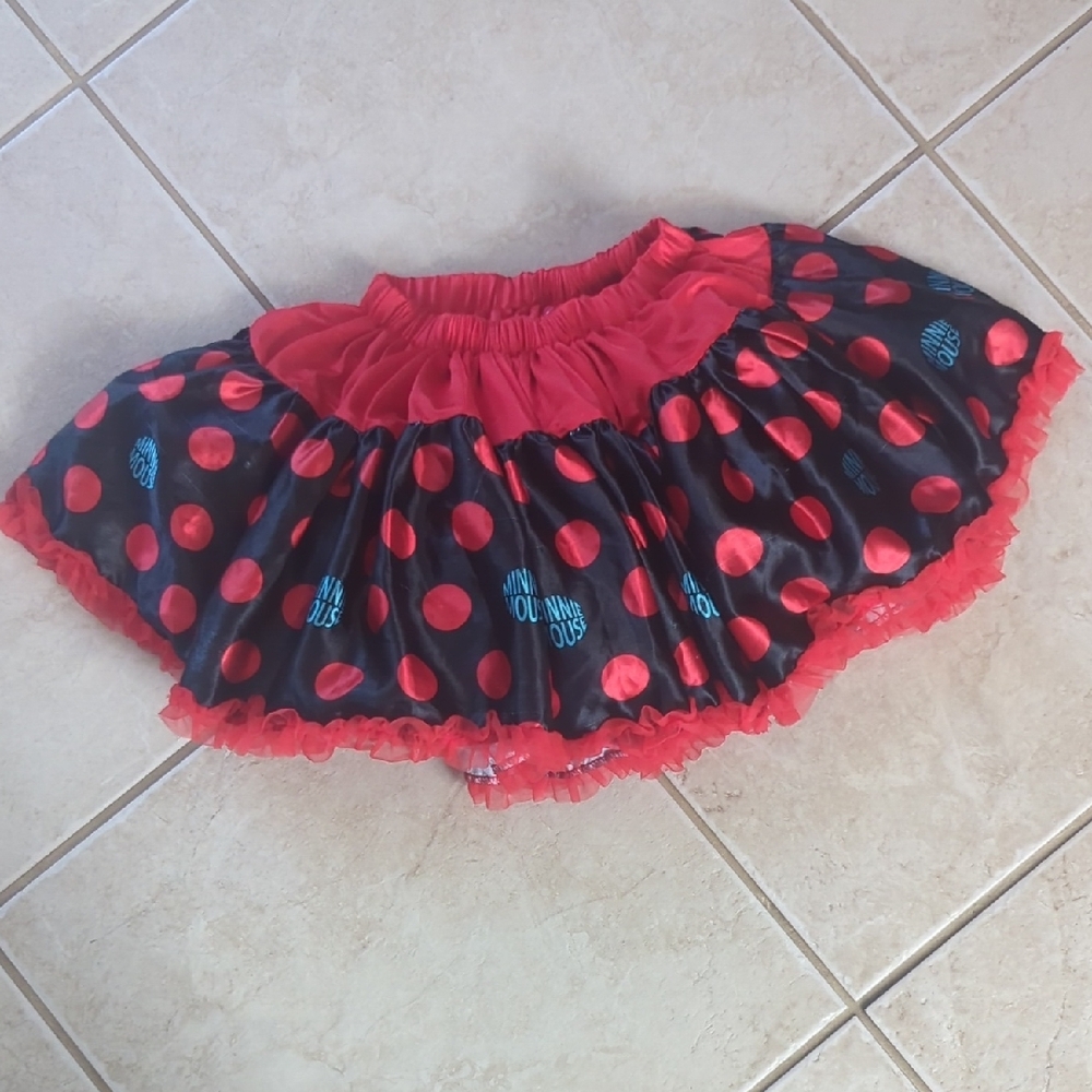 Disney Minnie Mouse Couture Red and Black Polka Dot Skirt Girls Size 7